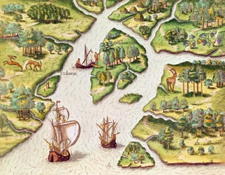 I francesi erigono una colonna con lo stemma reale, da 